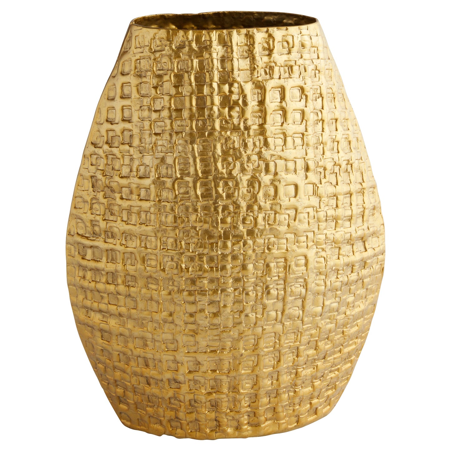 Cyan Design 12164 Vase, Home Decor, Embossed Geometric Pattern, Satin Gold