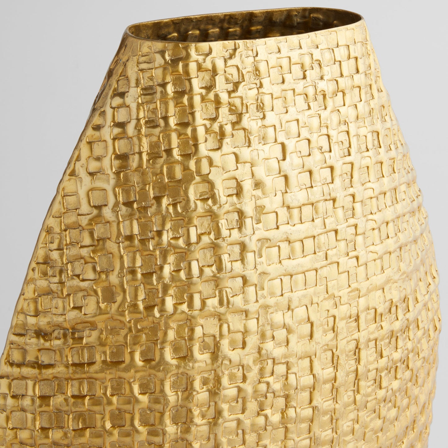 Cyan Design 12164 Vase, Home Decor, Embossed Geometric Pattern, Satin Gold