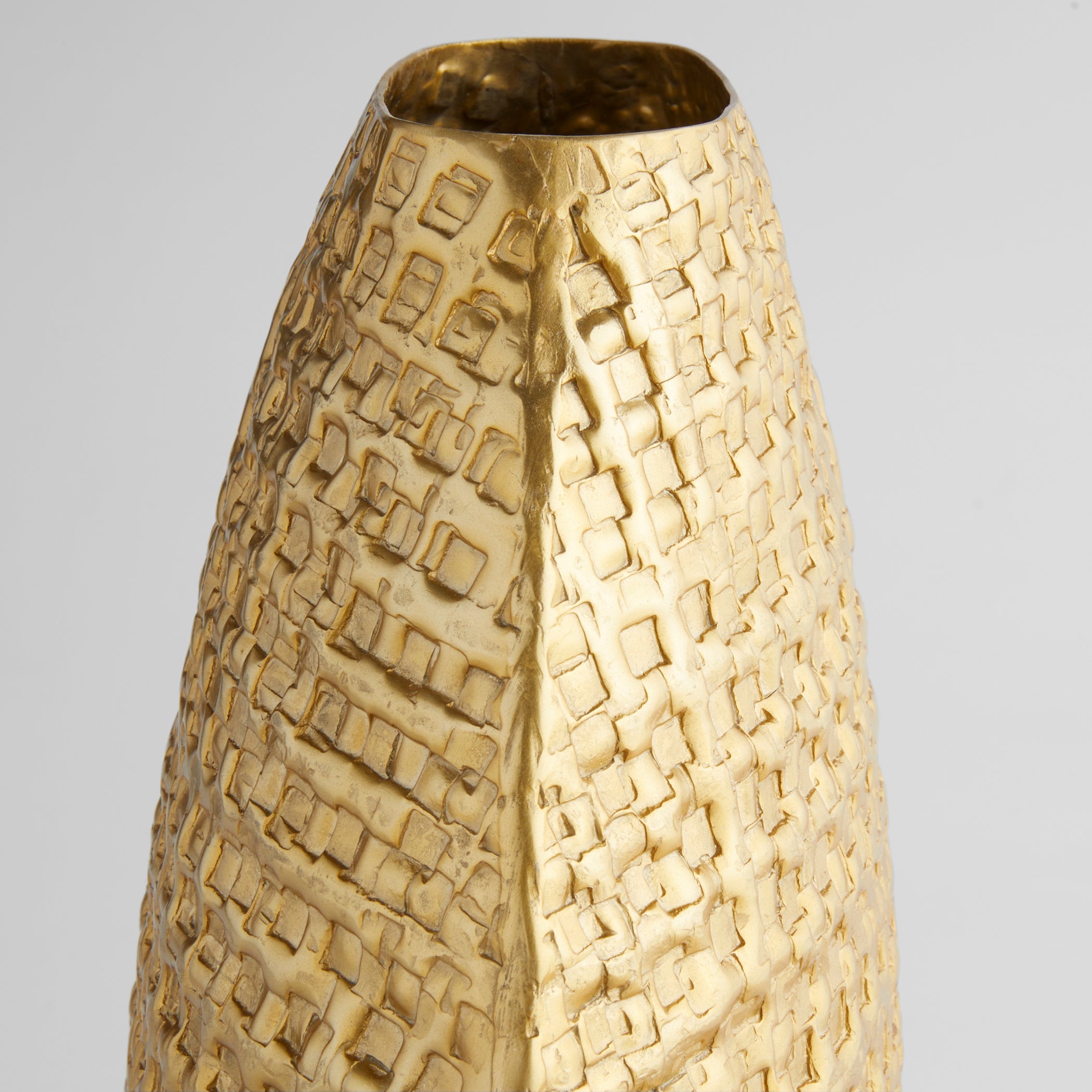 Cyan Design 12164 Vase, Home Decor, Embossed Geometric Pattern, Satin Gold