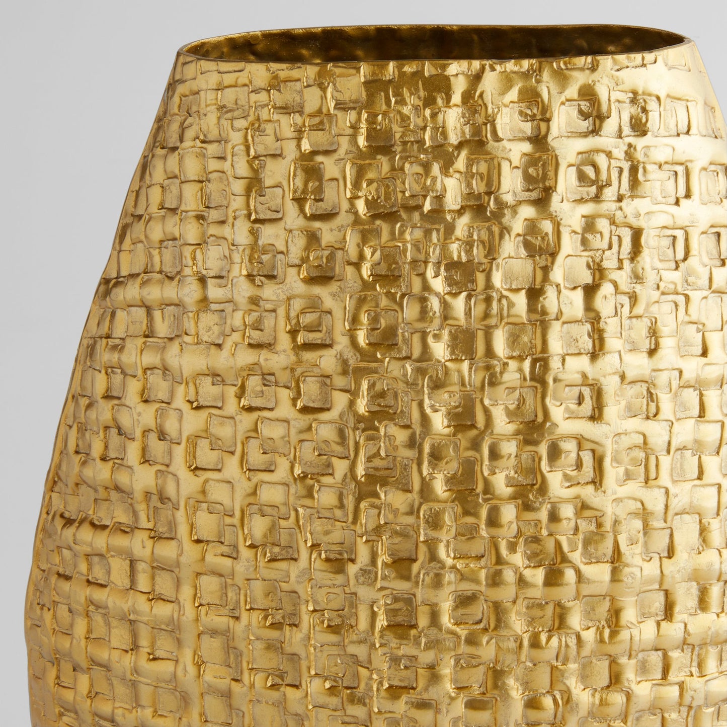 Cyan Design 12165 Vase, Art, Bold Embossed Geometric Pattern, Satin Gold
