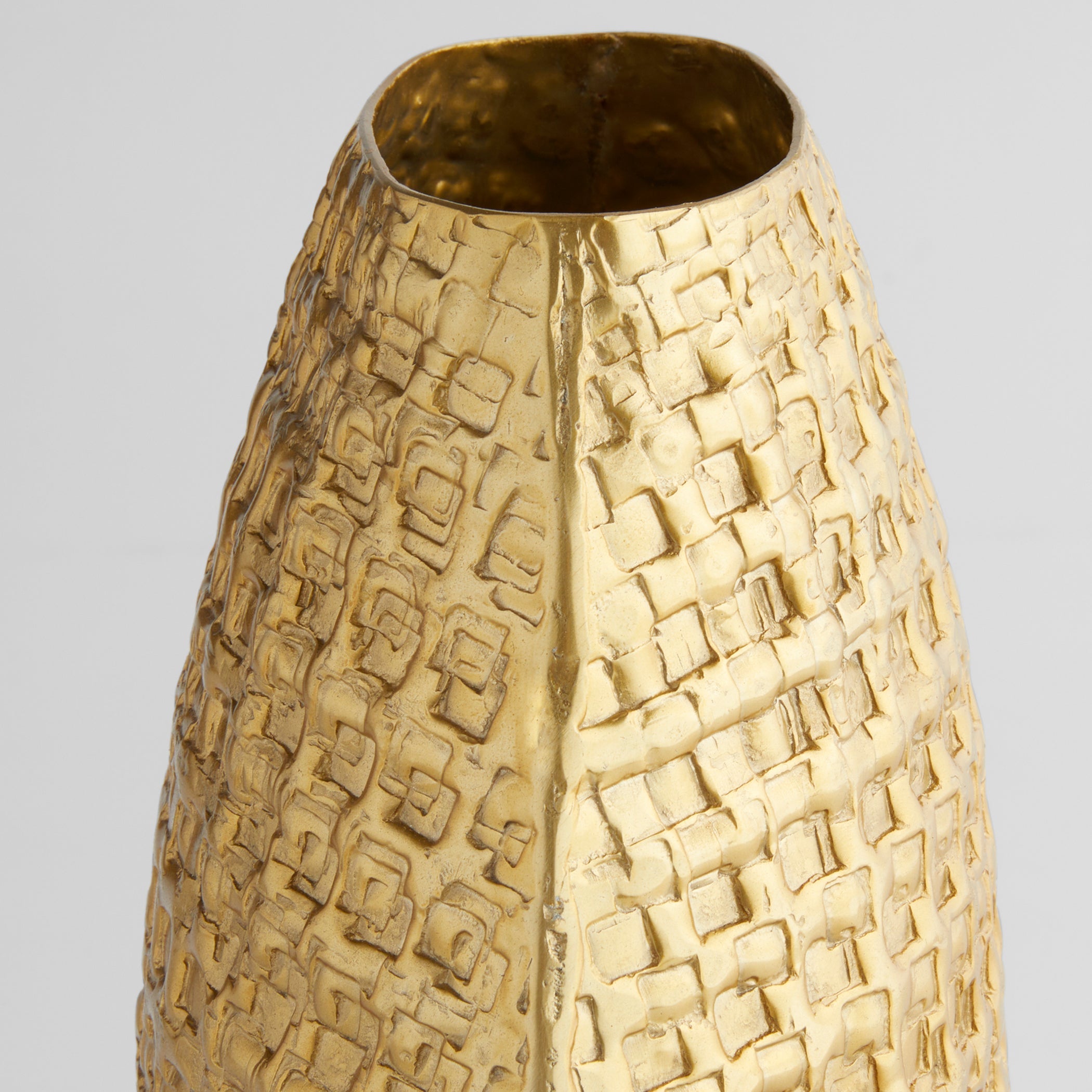 Cyan Design 12165 Vase, Art, Bold Embossed Geometric Pattern, Satin Gold