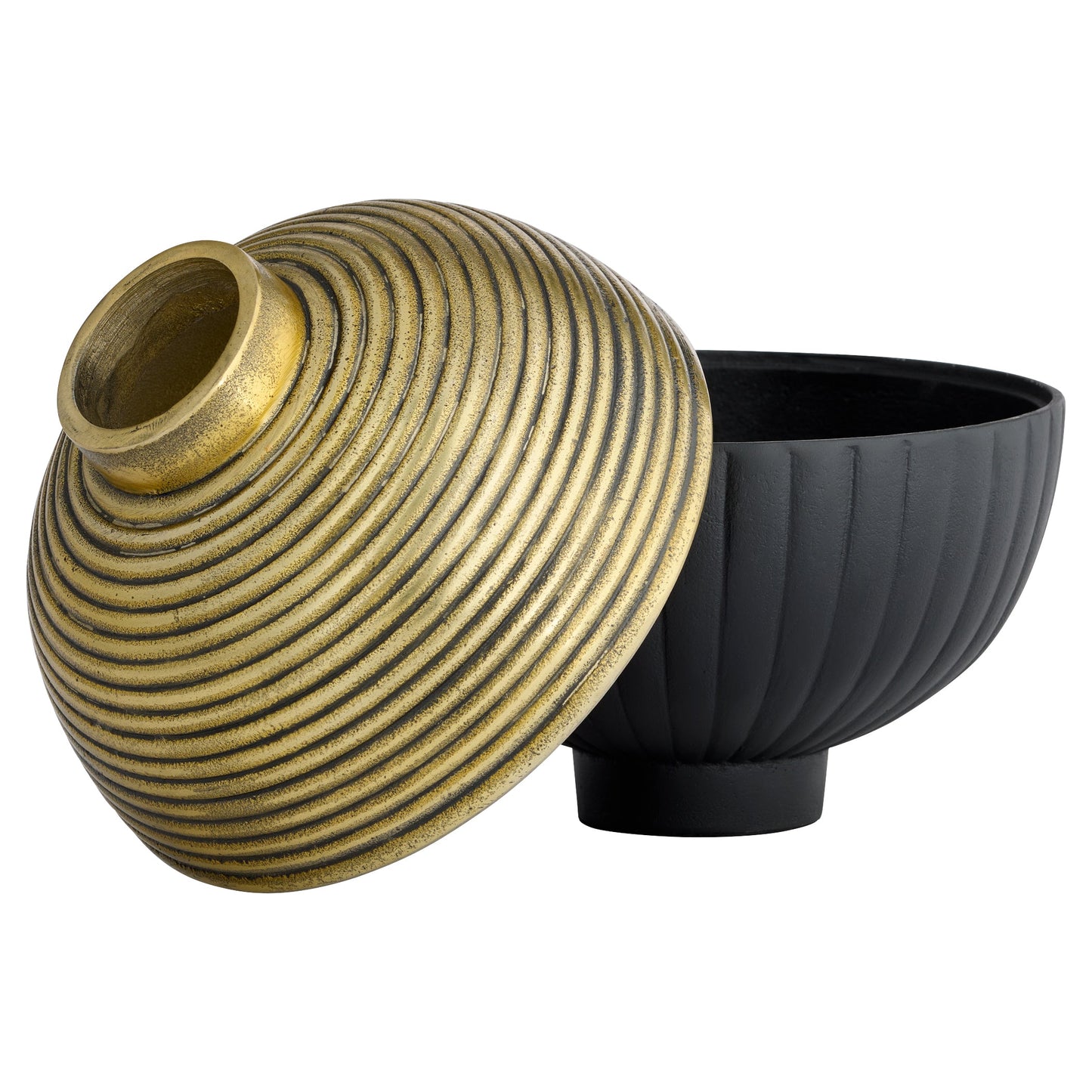 Cyan Design 12166 Box Decorative Container, Versatile Design, Matte Black | Antique Brass