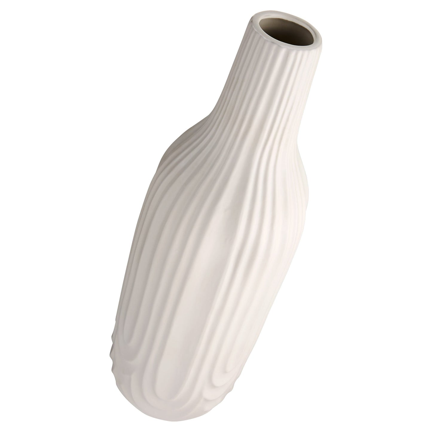 Cyan Design 12183 Vase, Decorative, Earthenware, Debossed Texture, White