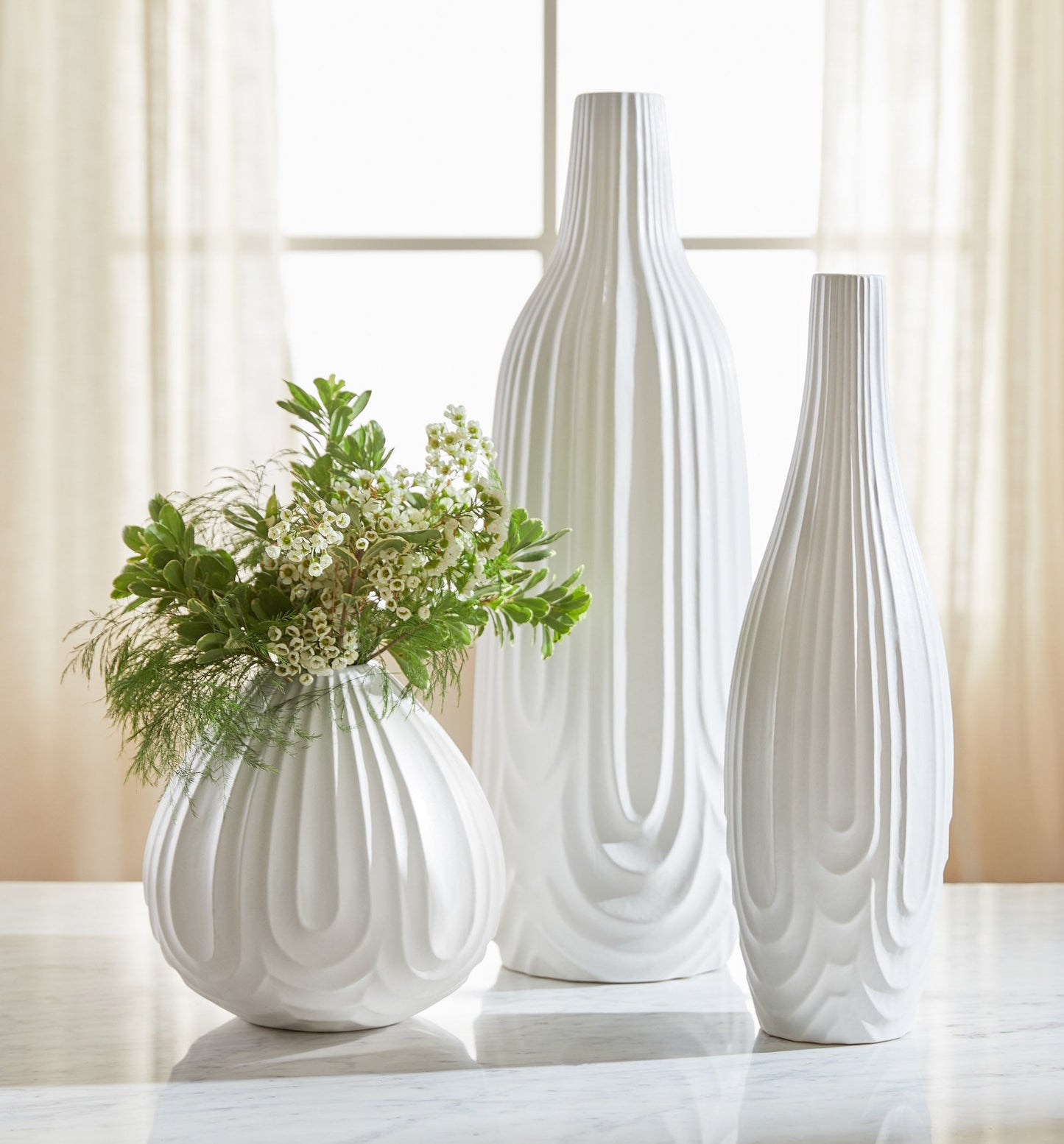 Cyan Design 12184 Vase, Home Decor, Debossed Texture, White