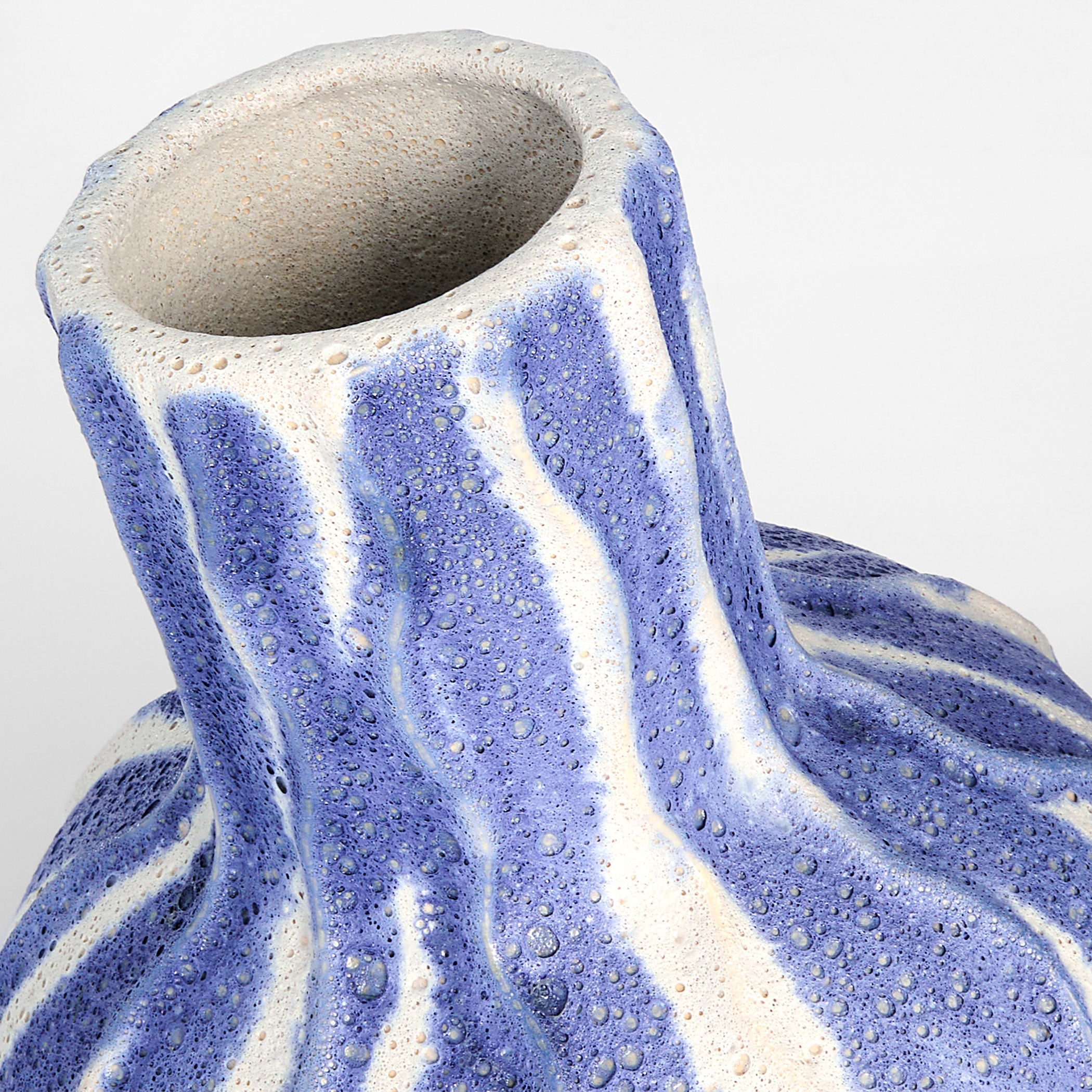Cyan Design 12187 Vase, Ripple, Reactive Glaze | Debossed Texture, Chalk White | Blue