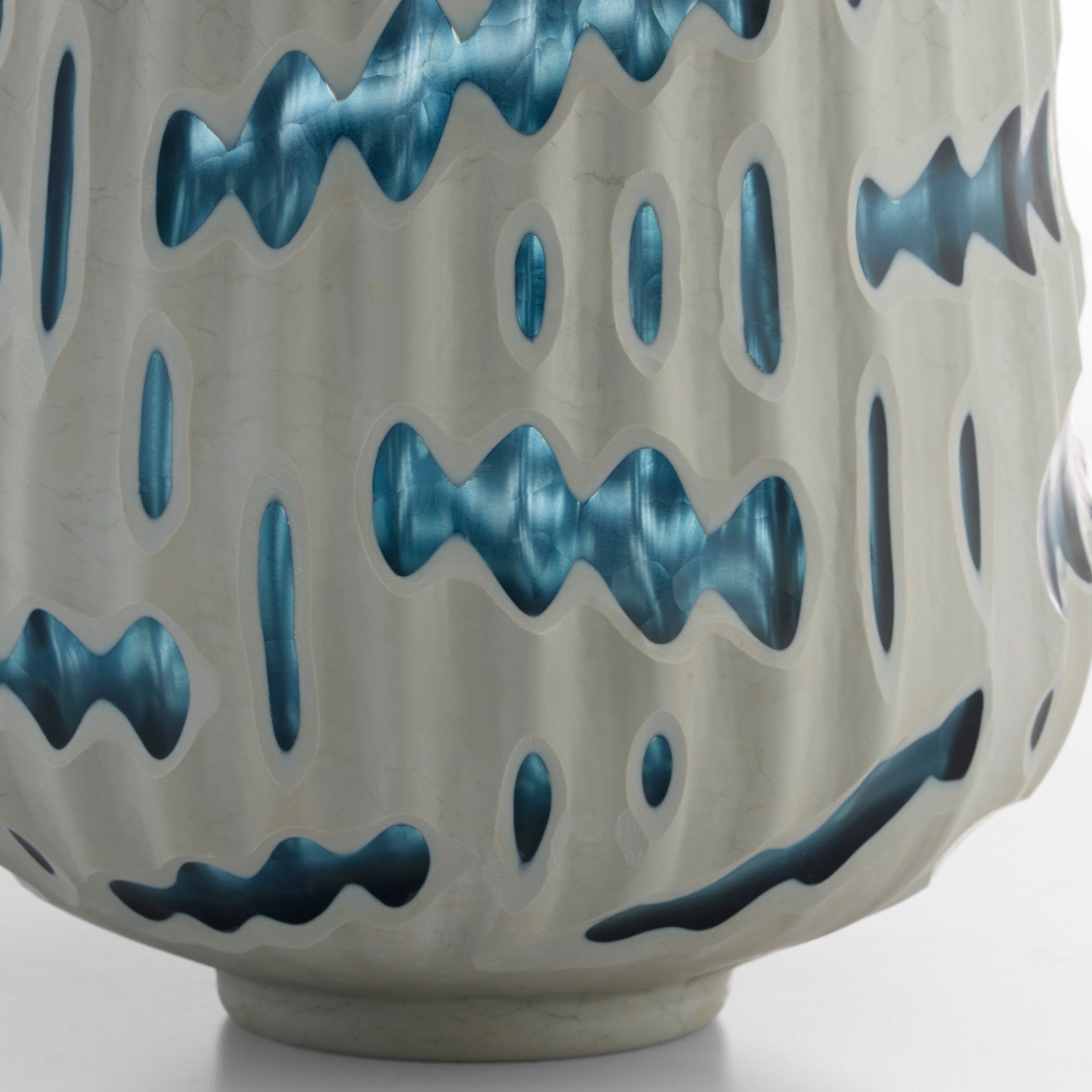 Cyan Design Strata 12192 Vase, Cased Glass, White | Blue