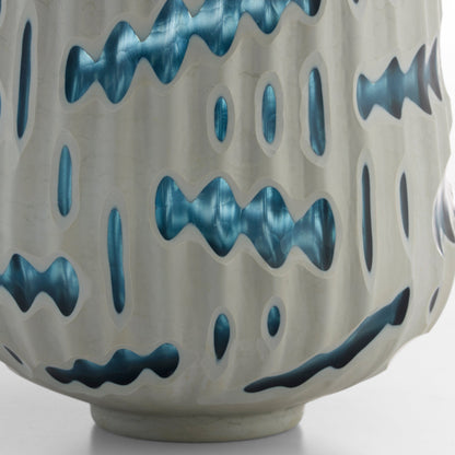 Cyan Design Strata 12192 Vase, Cased Glass, White | Blue