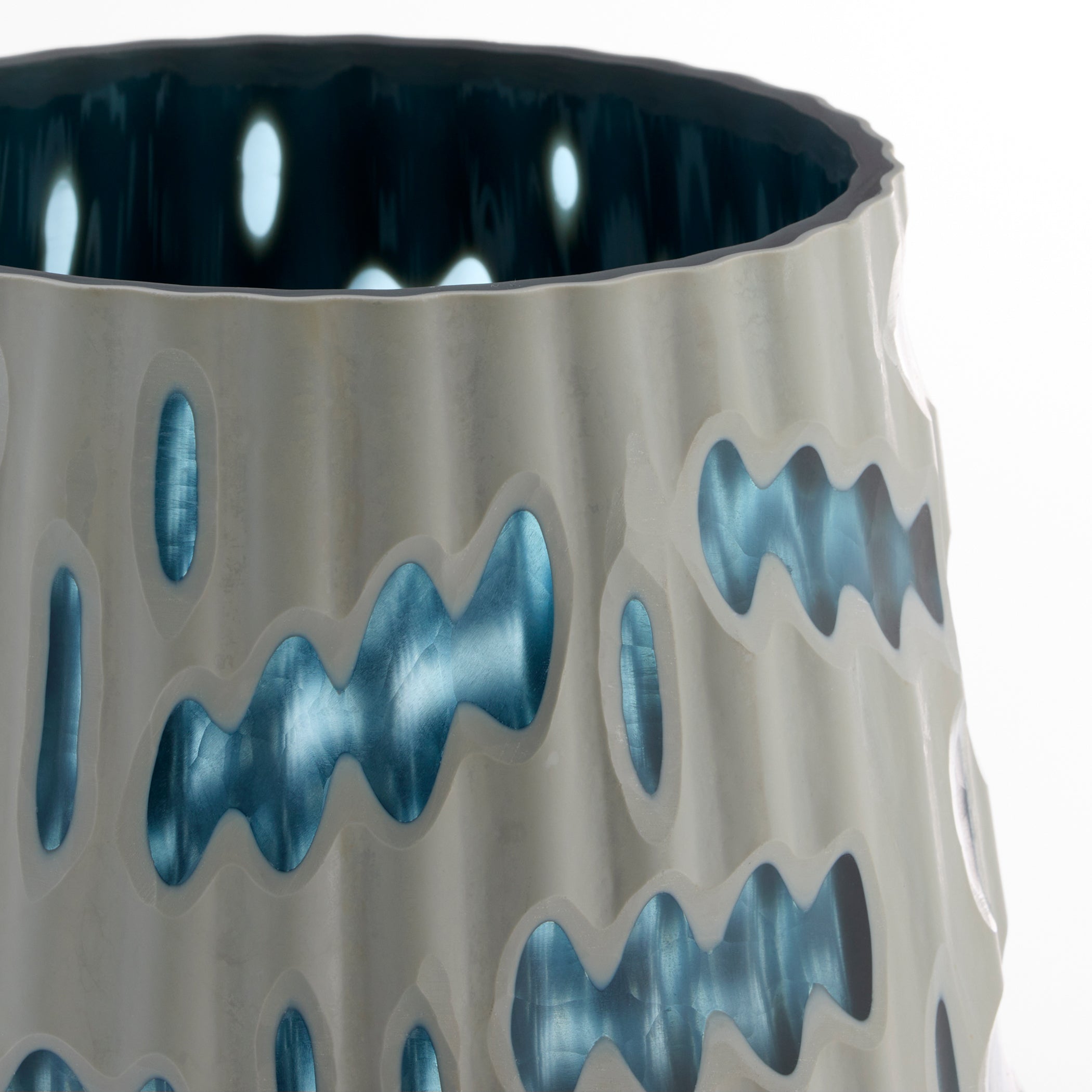 Cyan Design Strata 12192 Vase, Cased Glass, White | Blue
