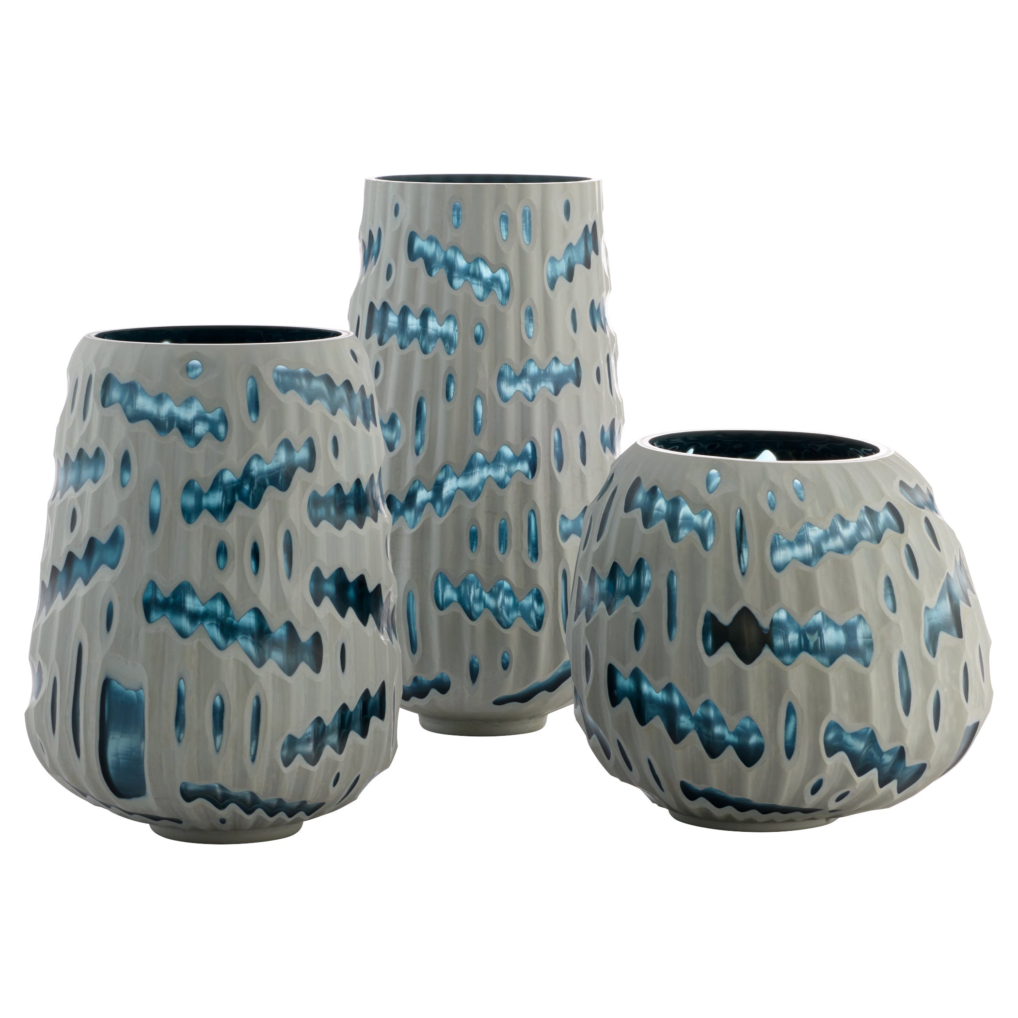 Cyan Design Strata 12192 Vase, Cased Glass, White | Blue
