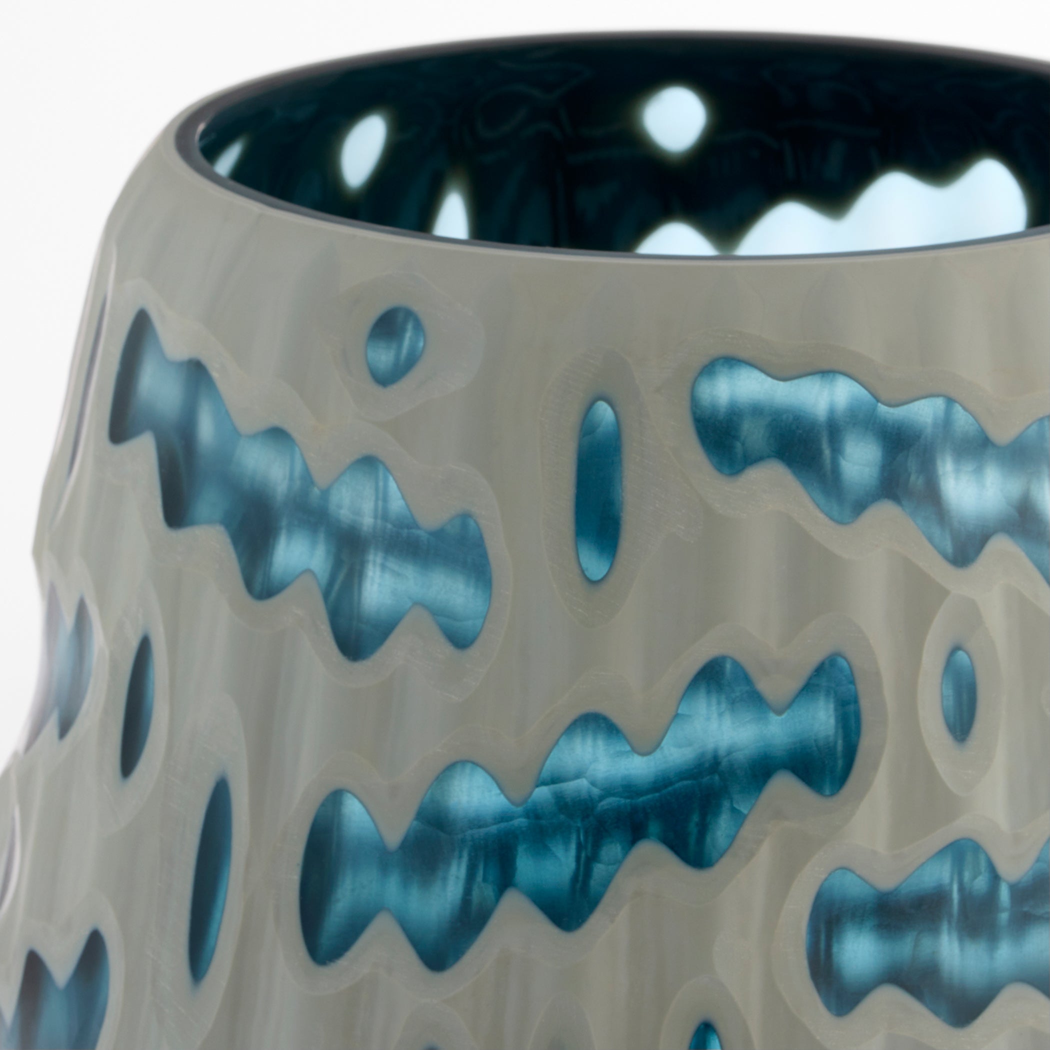 Cyan Design Strata 12193 Vase, Unique Art Piece, Cased Glass, White | Blue