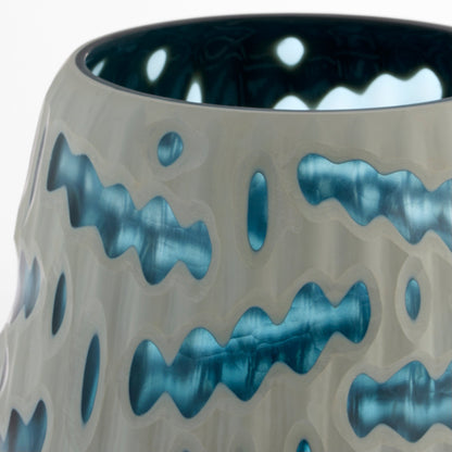 Cyan Design Strata 12193 Vase, Unique Art Piece, Cased Glass, White | Blue
