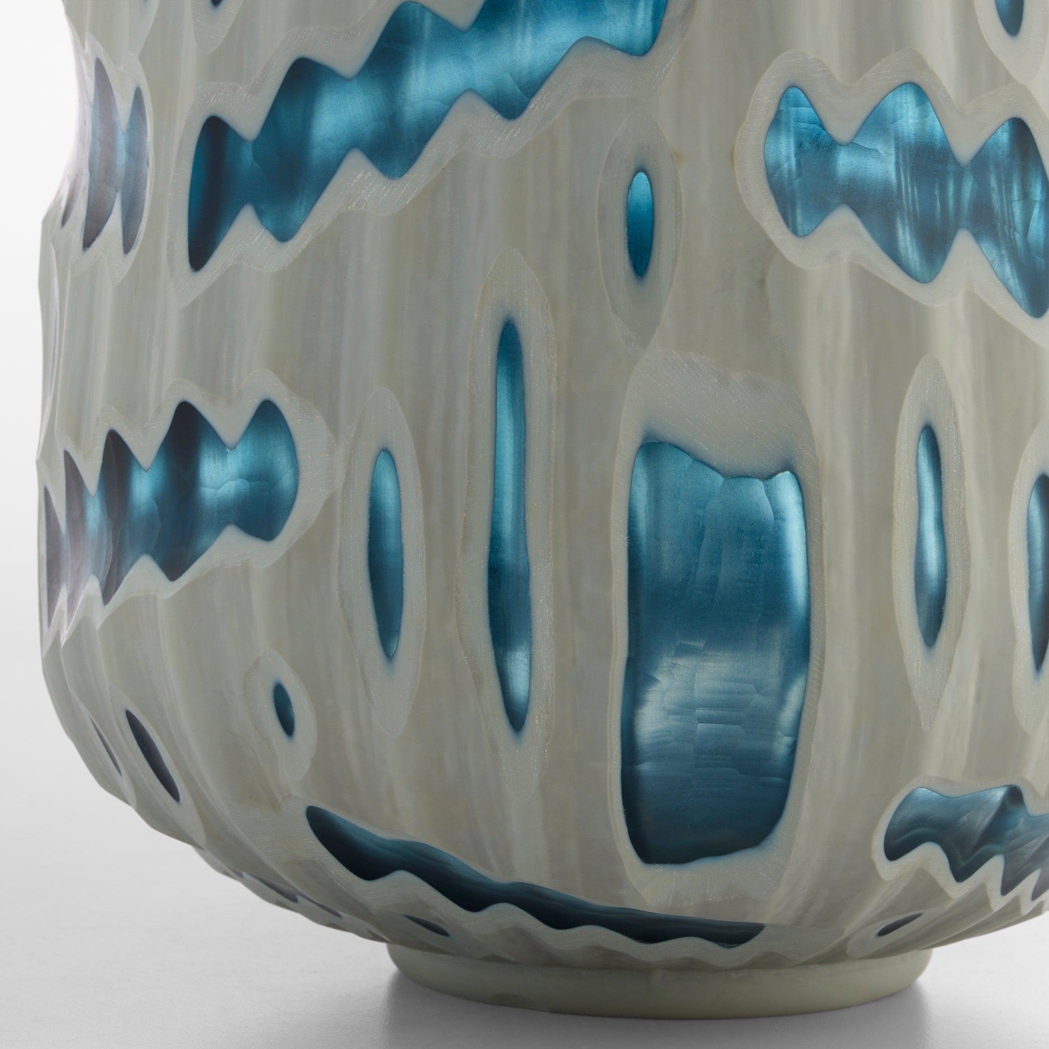 Cyan Design Strata 12193 Vase, Unique Art Piece, Cased Glass, White | Blue