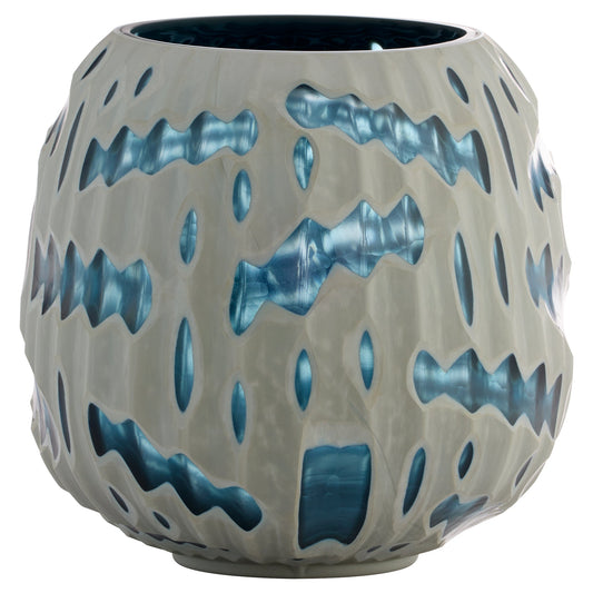 Cyan Design 12194 Vase, Home Decor, Cased Glass, White | Blue
