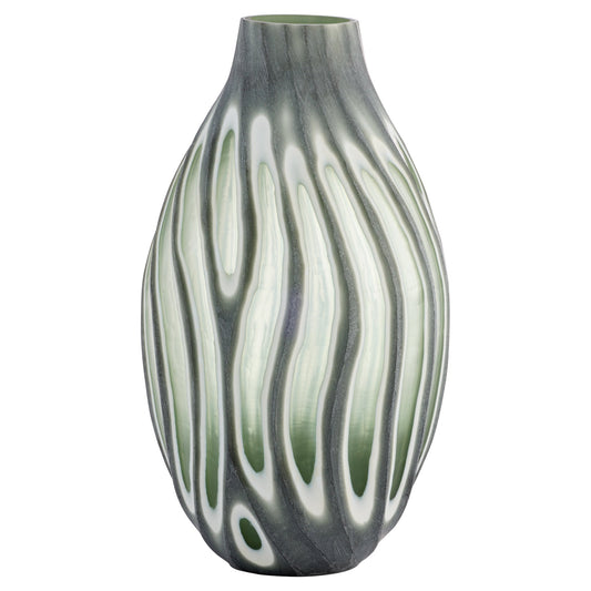 Cyan Design Kombu 12197 Vase,  Vase, Hand-Carved, Green
