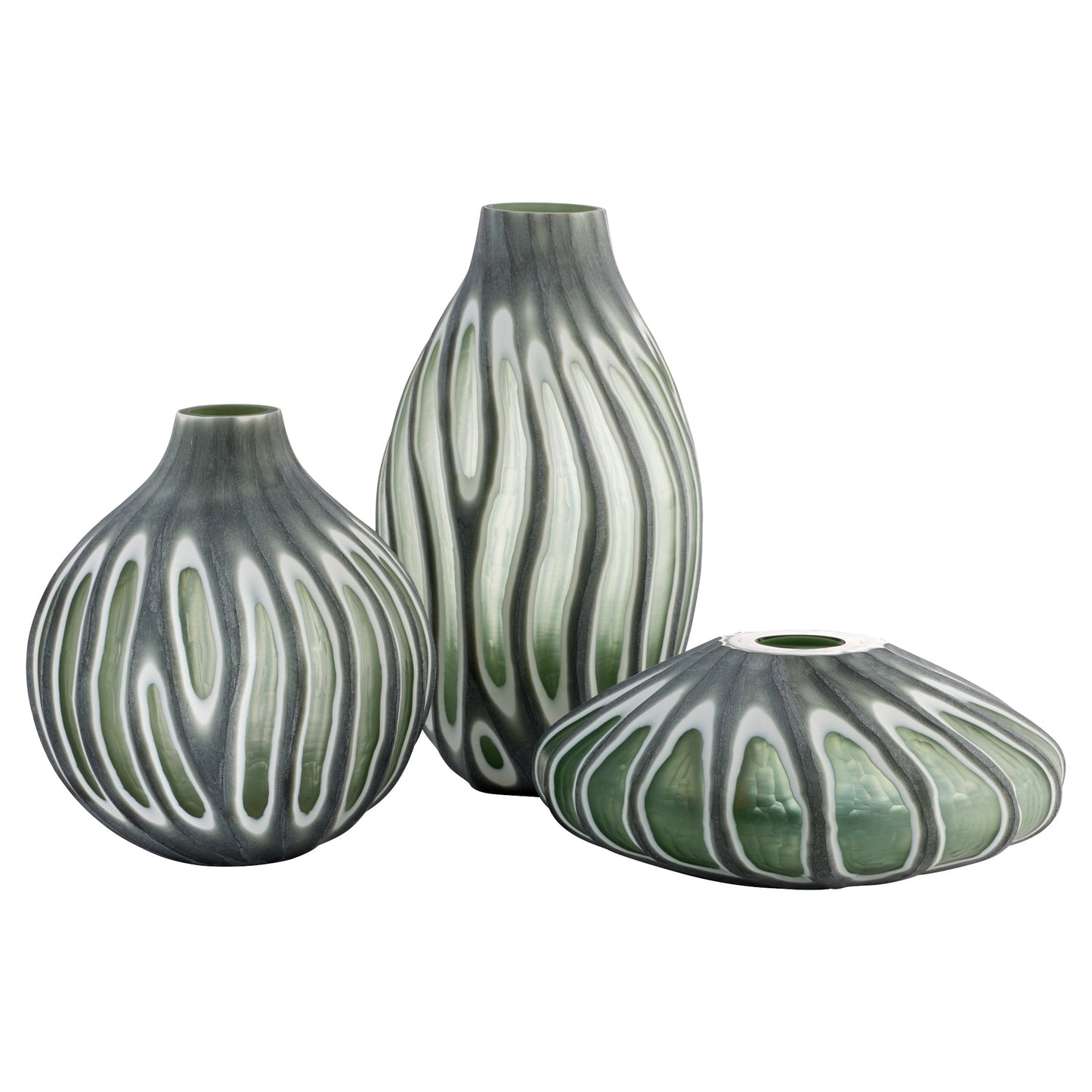 Cyan Design Kombu 12197 Vase,  Vase, Hand-Carved, Green