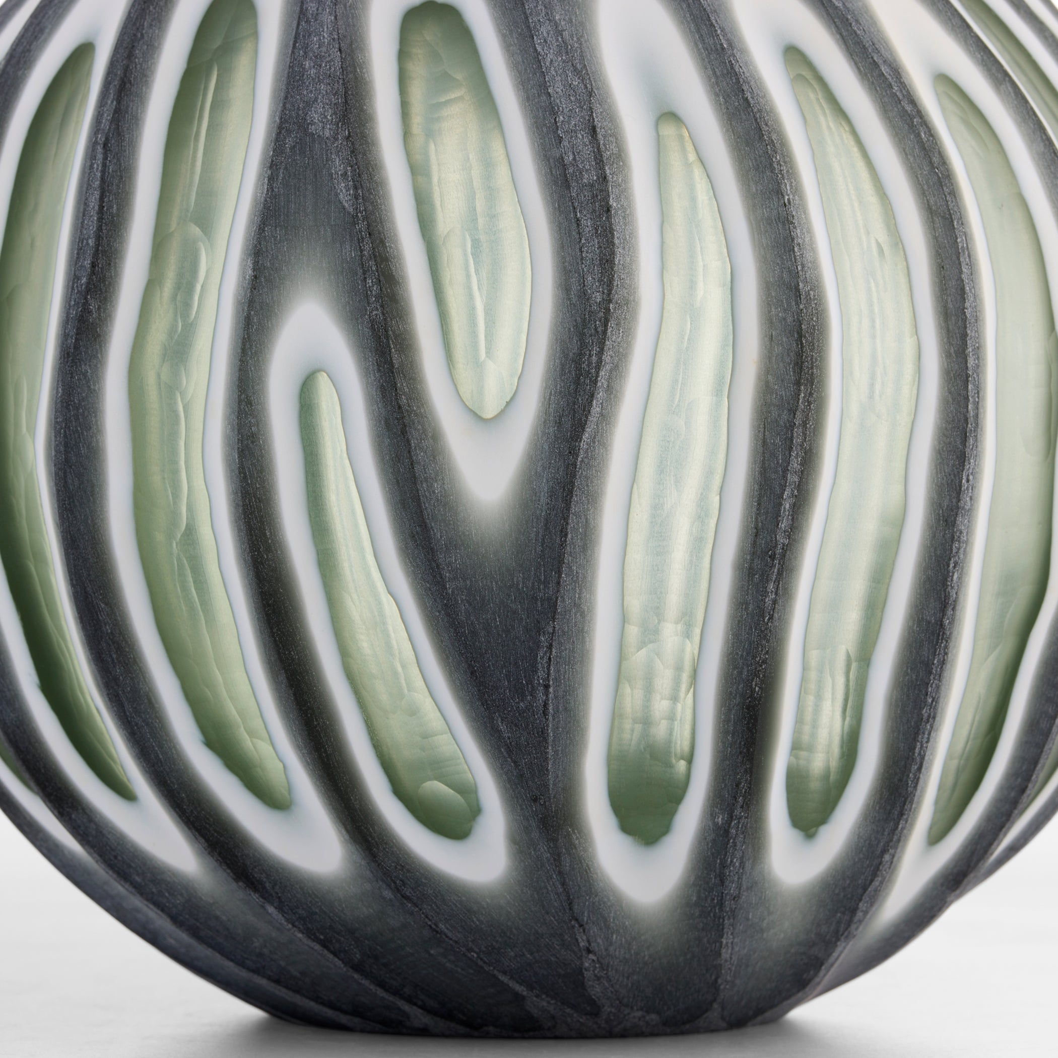 Cyan Design 12198 Kombu Vase, Hand-carved Glass, Green
