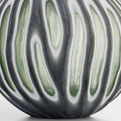 Cyan Design 12198 Kombu Vase, Hand-carved Glass, Green