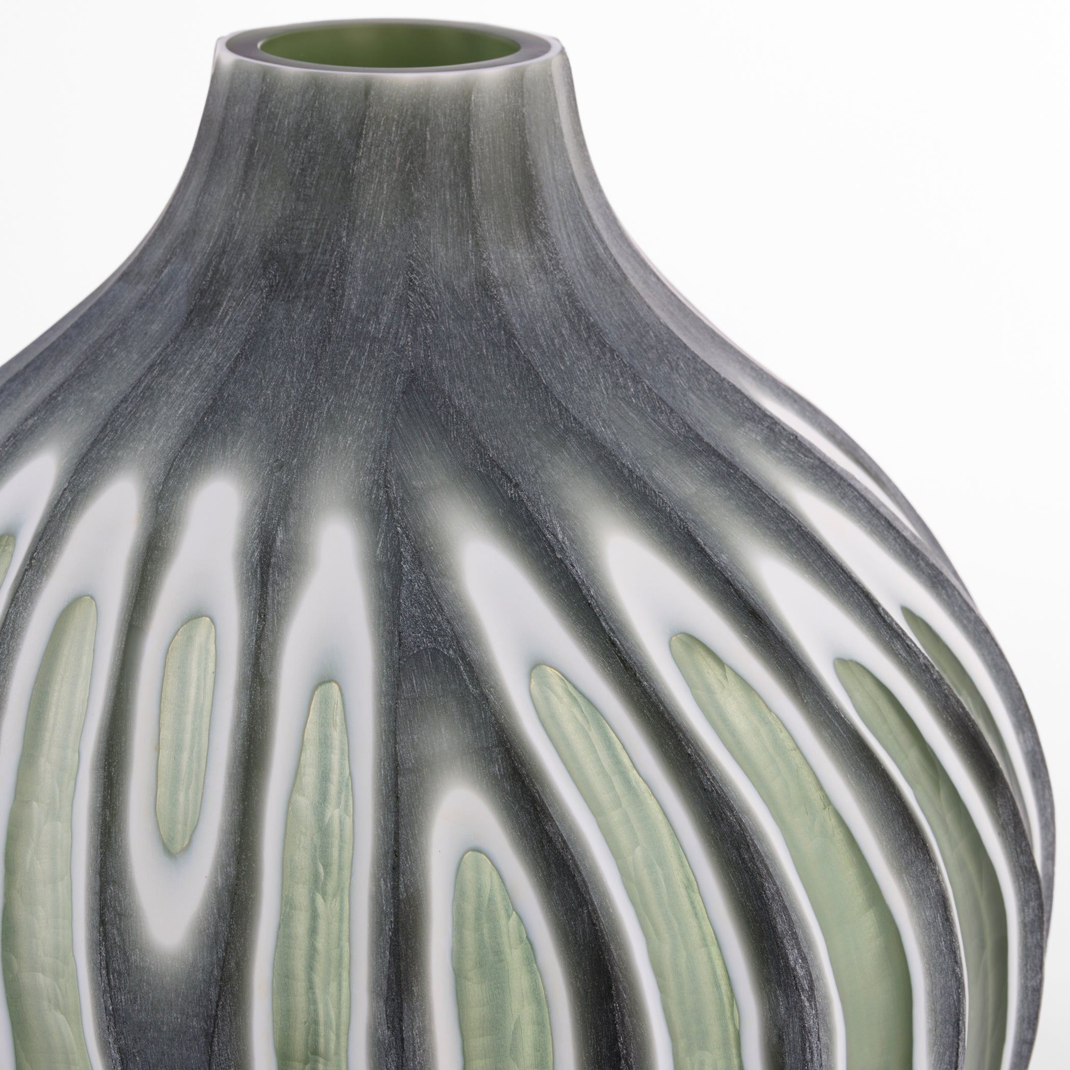 Cyan Design 12198 Kombu Vase, Hand-carved Glass, Green