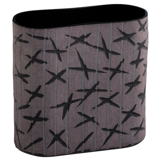 Cyan Design 12202 Vase, Type: Vase, Additional Attributes: Hand-Etched Cross-Hatch Pattern, Finish: Black