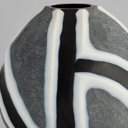 Cyan Design Calle 12208 Vase, Cased Glass, Black|White|Grey