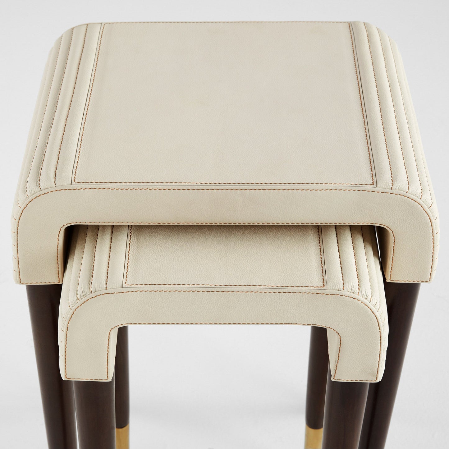 Cyan Design Channel 12218 Nesting Tables, Off-White | Walnut | Brass