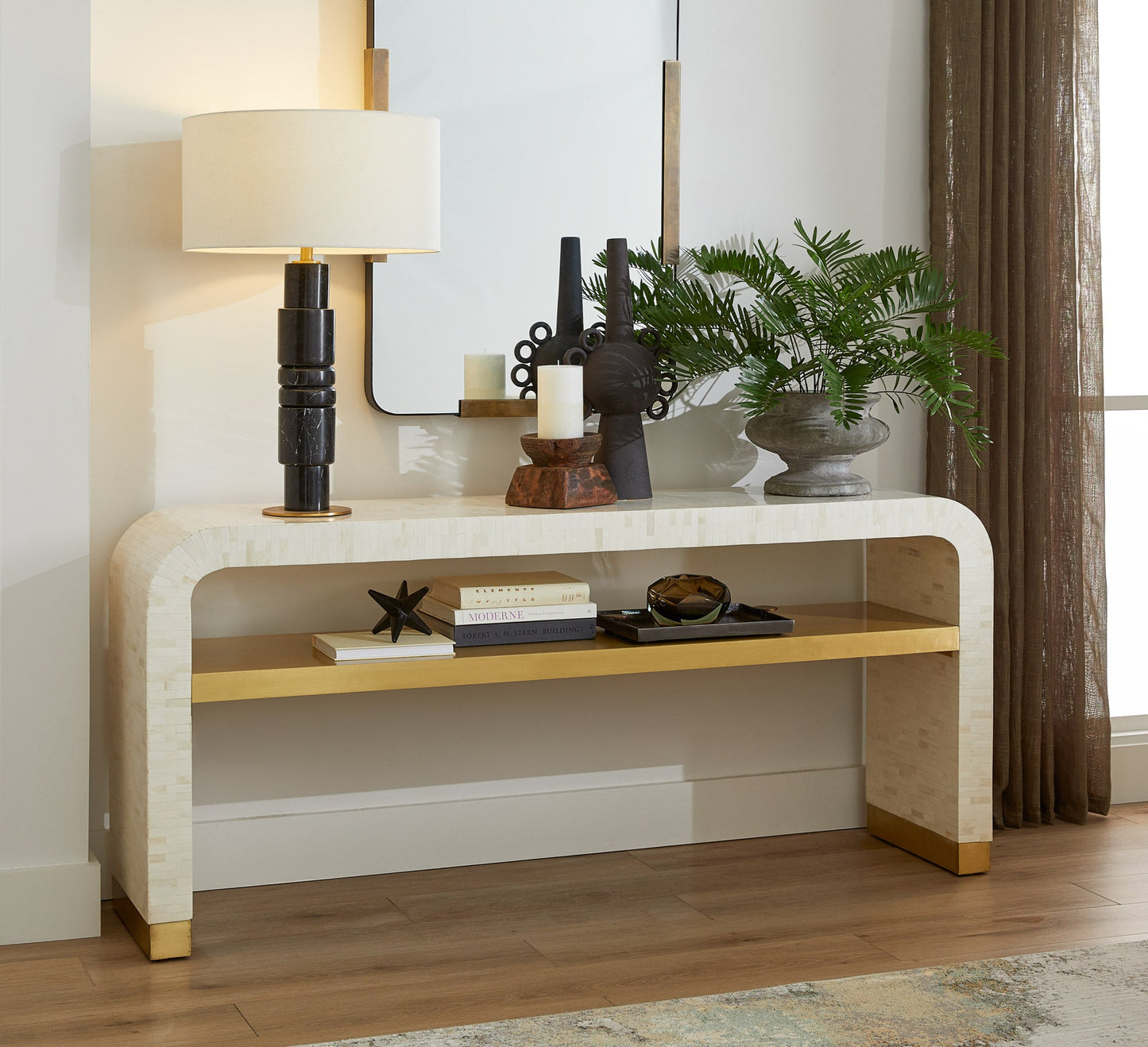 Cyan Design Cascada 12223 Console Table, Bone | Brass