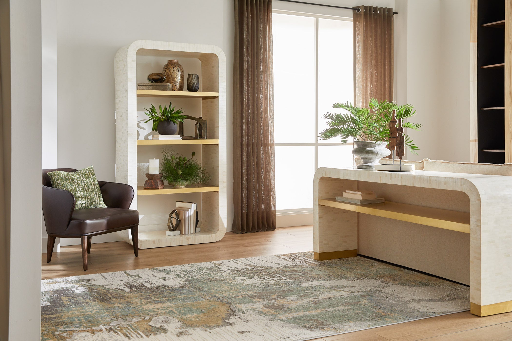 Cyan Design Cascada 12223 Console Table, Bone | Brass