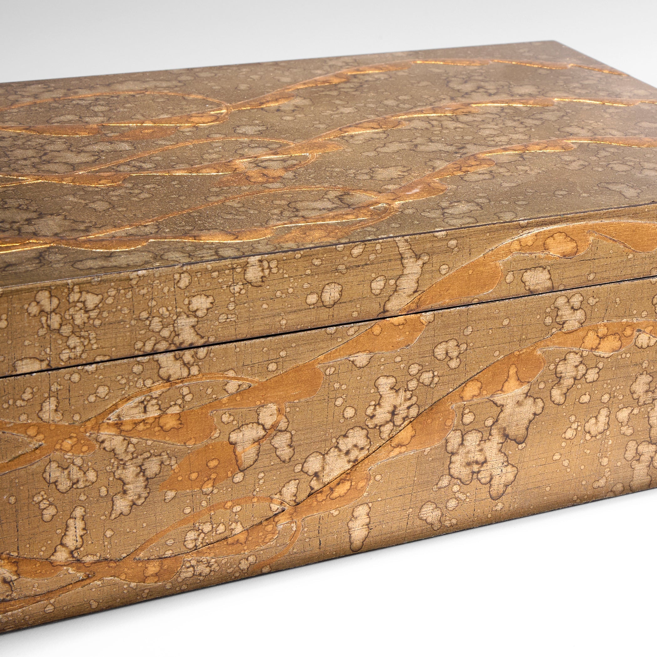 Cyan Design 12250 Box, Decorative Storage Box, Modern Lacquer Art, Bronze Lacquer | Brass