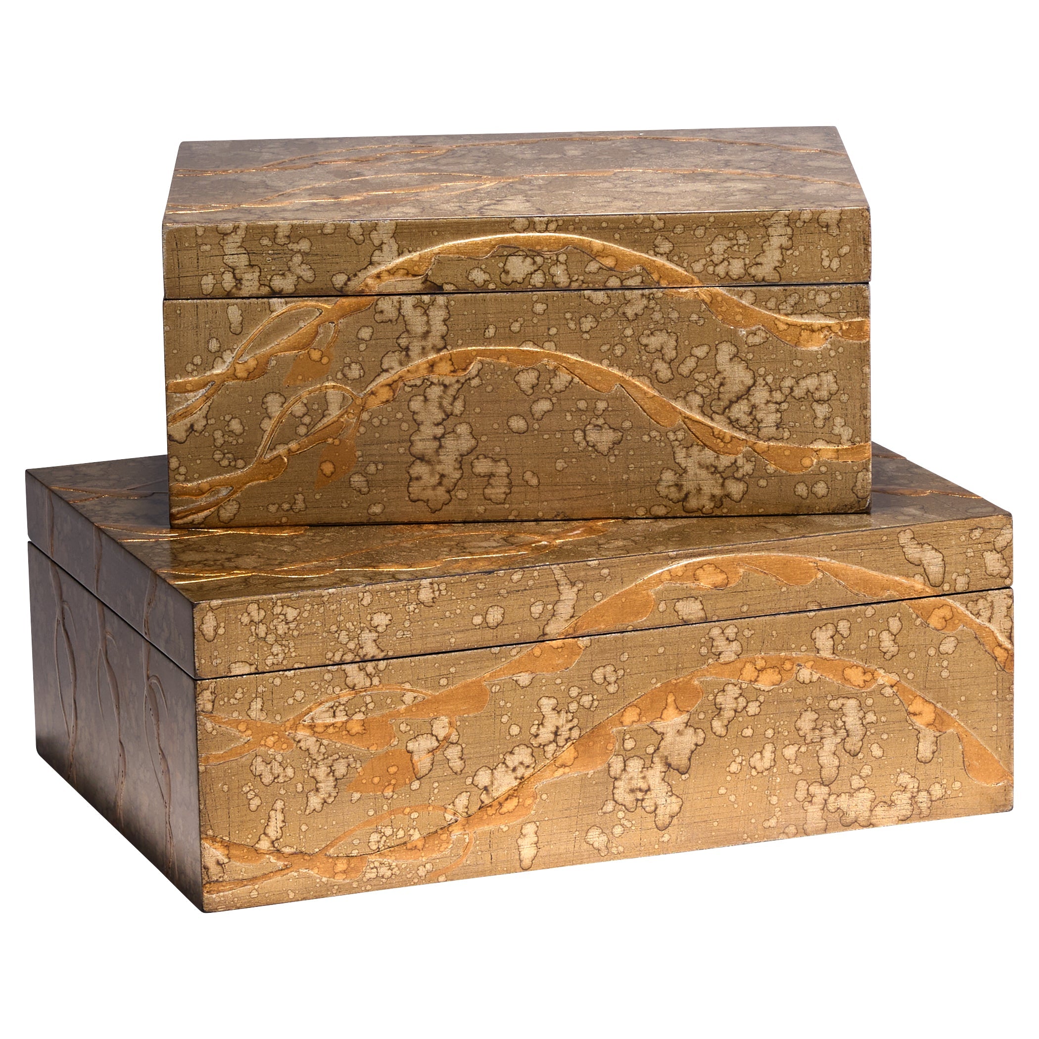 Cyan Design 12250 Box, Decorative Storage Box, Modern Lacquer Art, Bronze Lacquer | Brass