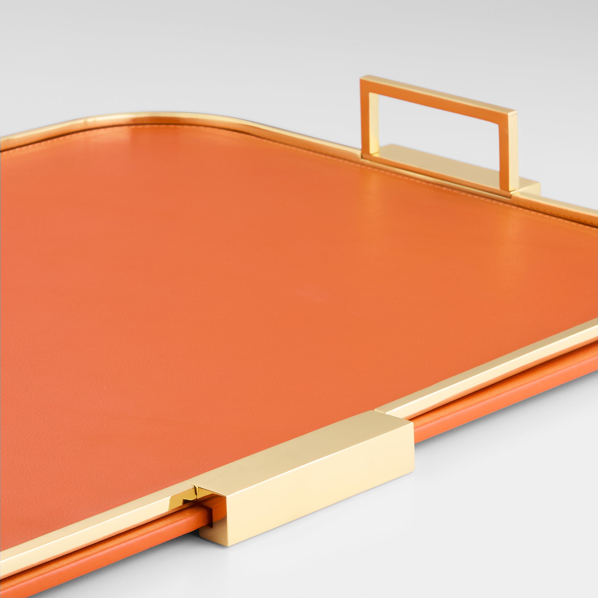Cyan Design 12312 Campaign Trays, Leather and Stainless Steel, Orange | Brass