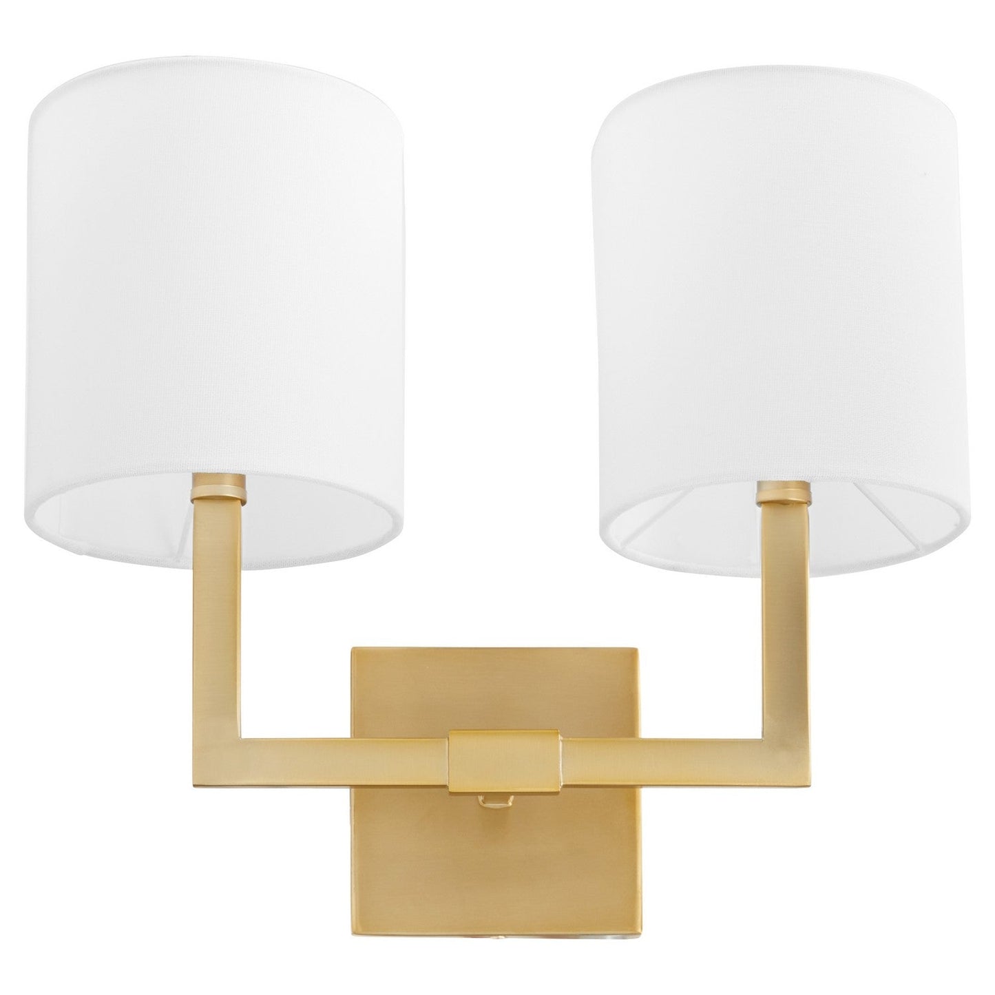 Quorum Bolero 5377-2-80 Wall Mount - Aged Brass W/ White Linen