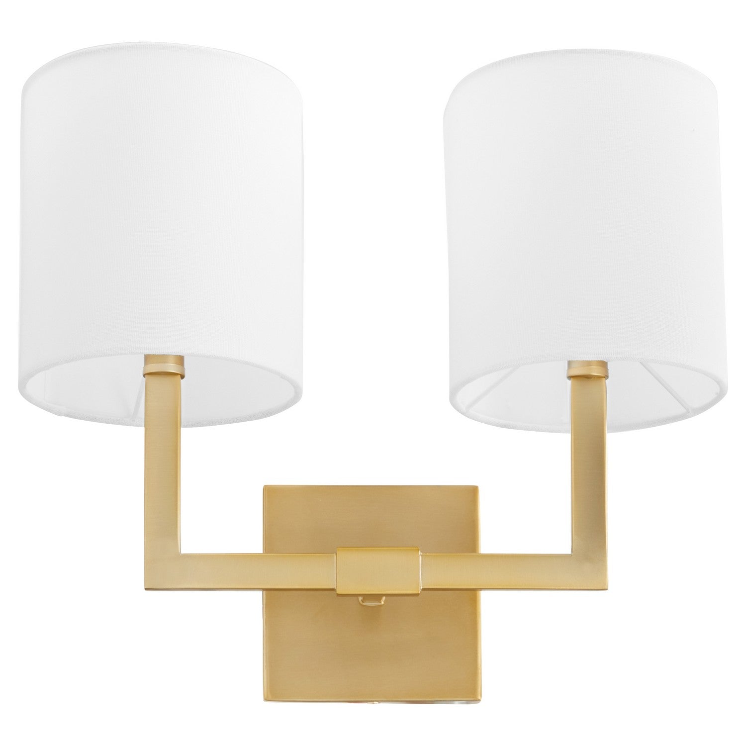 Quorum Bolero 5377-2-80 Wall Mount - Aged Brass W/ White Linen