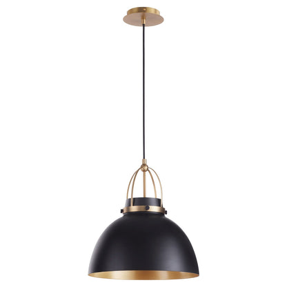 Quorum 823-5980 Pendant - Matte Black W/ Aged Brass