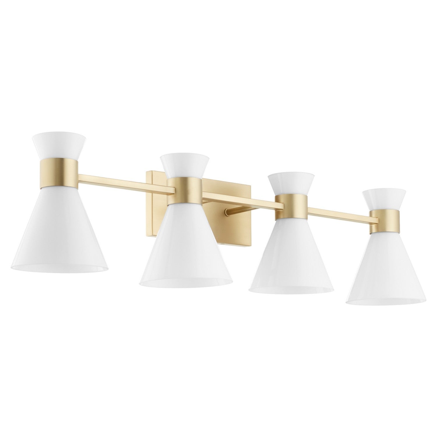 Quorum Beldar 5119-4-80 Vanity - Aged Brass W/ Gloss Opal