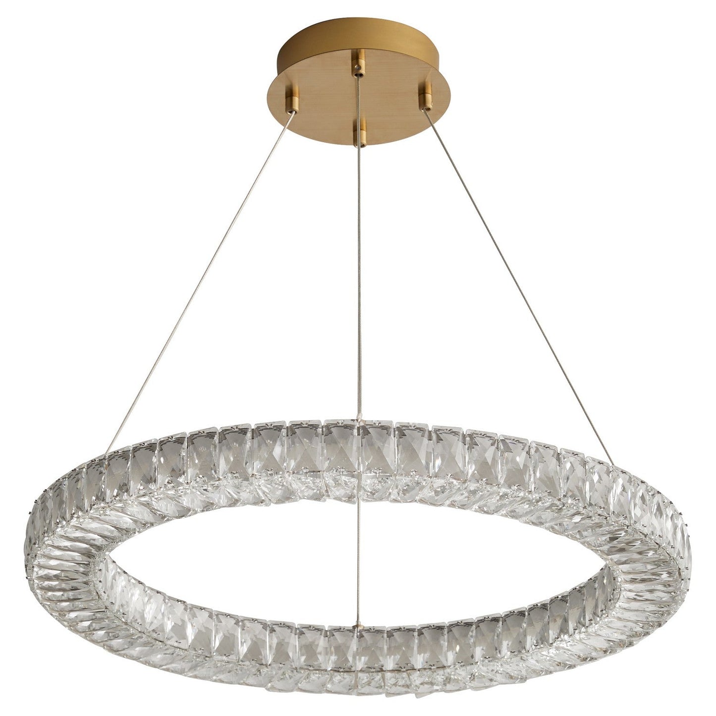 Oxygen Elan 3-874-40 Modern Ring LED Chandelier Light Fixture - Aged Brass, Crystal