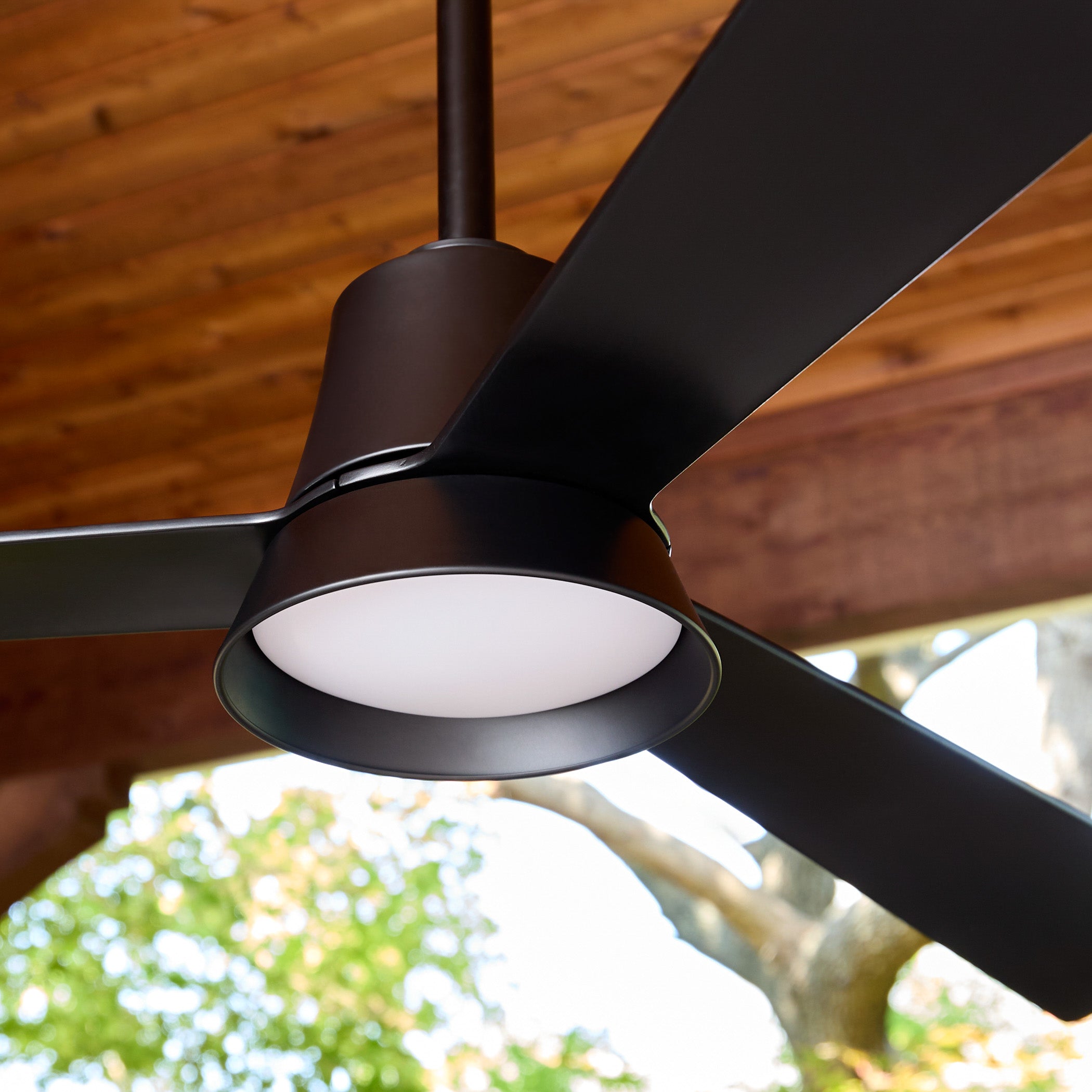 Quorum Esquire 15583-59 Patio Fan, UL Wet Rated, Matte Black