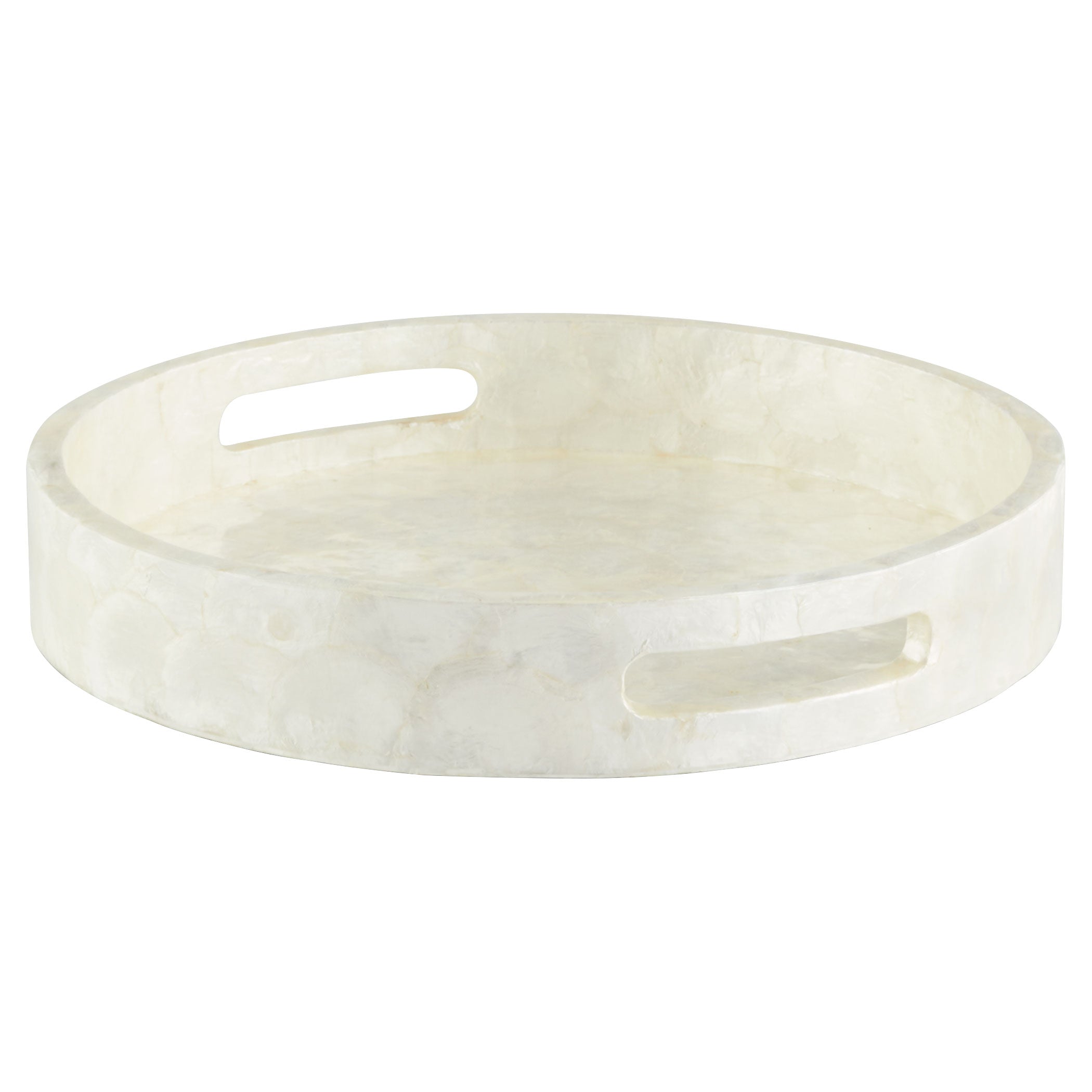 Cyan Design 11688 Triton 16 Inch Round Tray - Pearl - Small