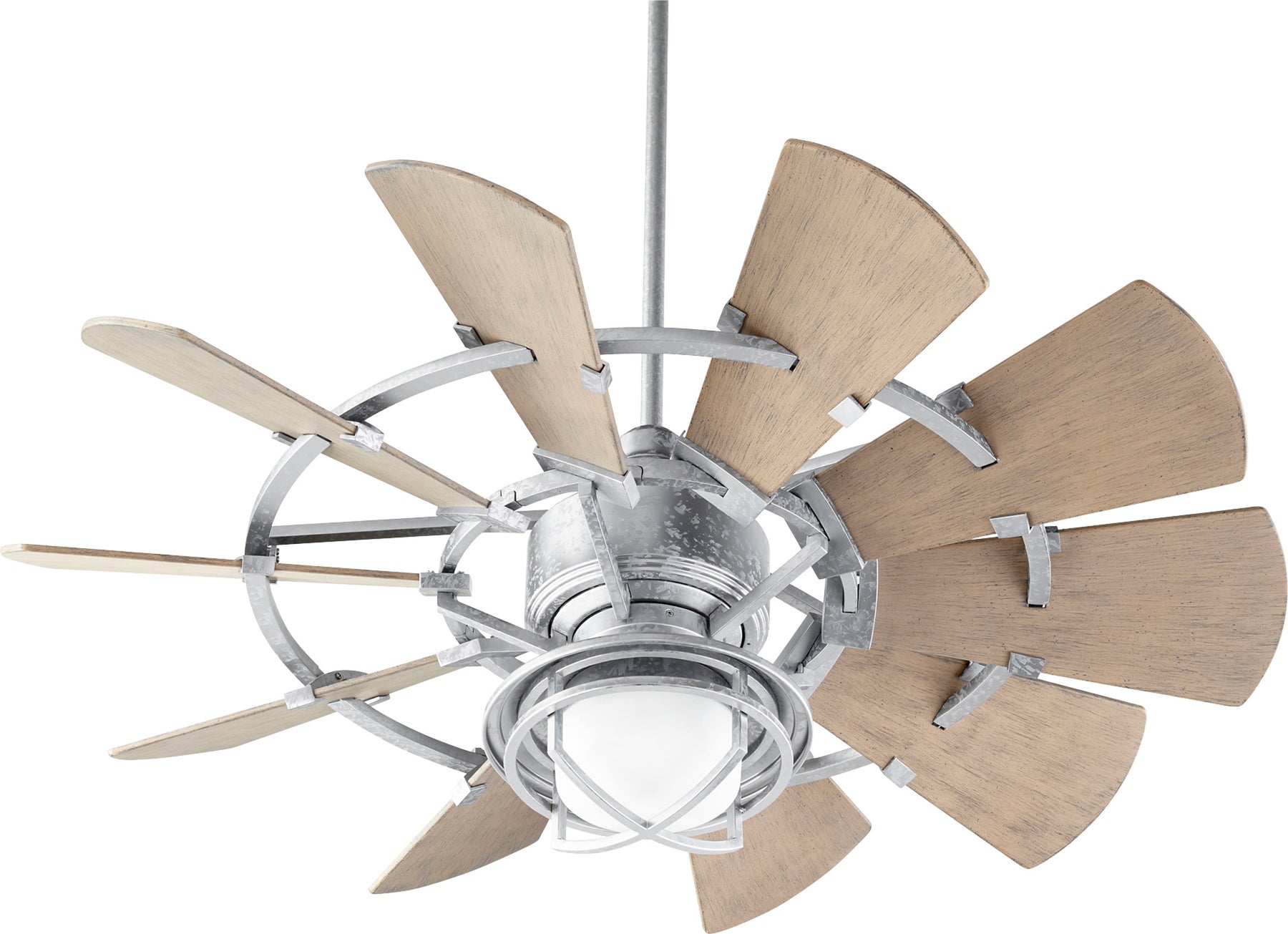 Quorum WINDMILL 194410-9 Modern Farmhouse Ceiling Fan, 44 inch, Indoor/Outdoor, 10 Blade - Galvanized, Weathered Oak