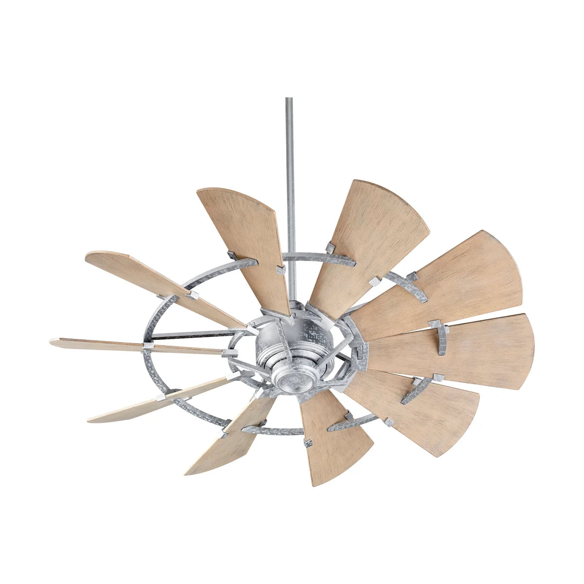 Quorum Windmill 195210-9 Farmhouse Style Outdoor Patio Ceiling Fan - Galvanized, Weathered Oak