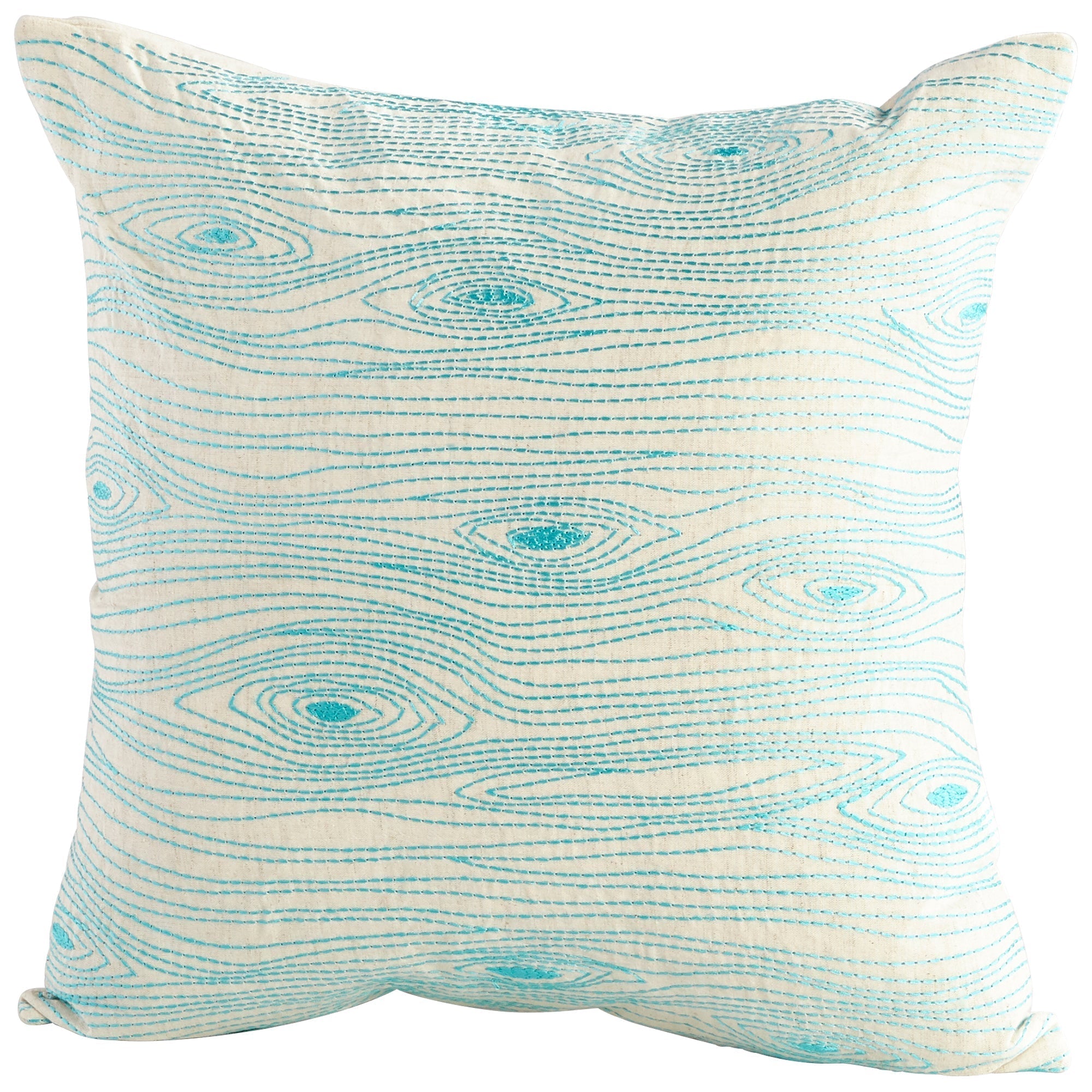 Cyan Design 09380-1 Pillow Cover - Turquoise & White - 18 x 18