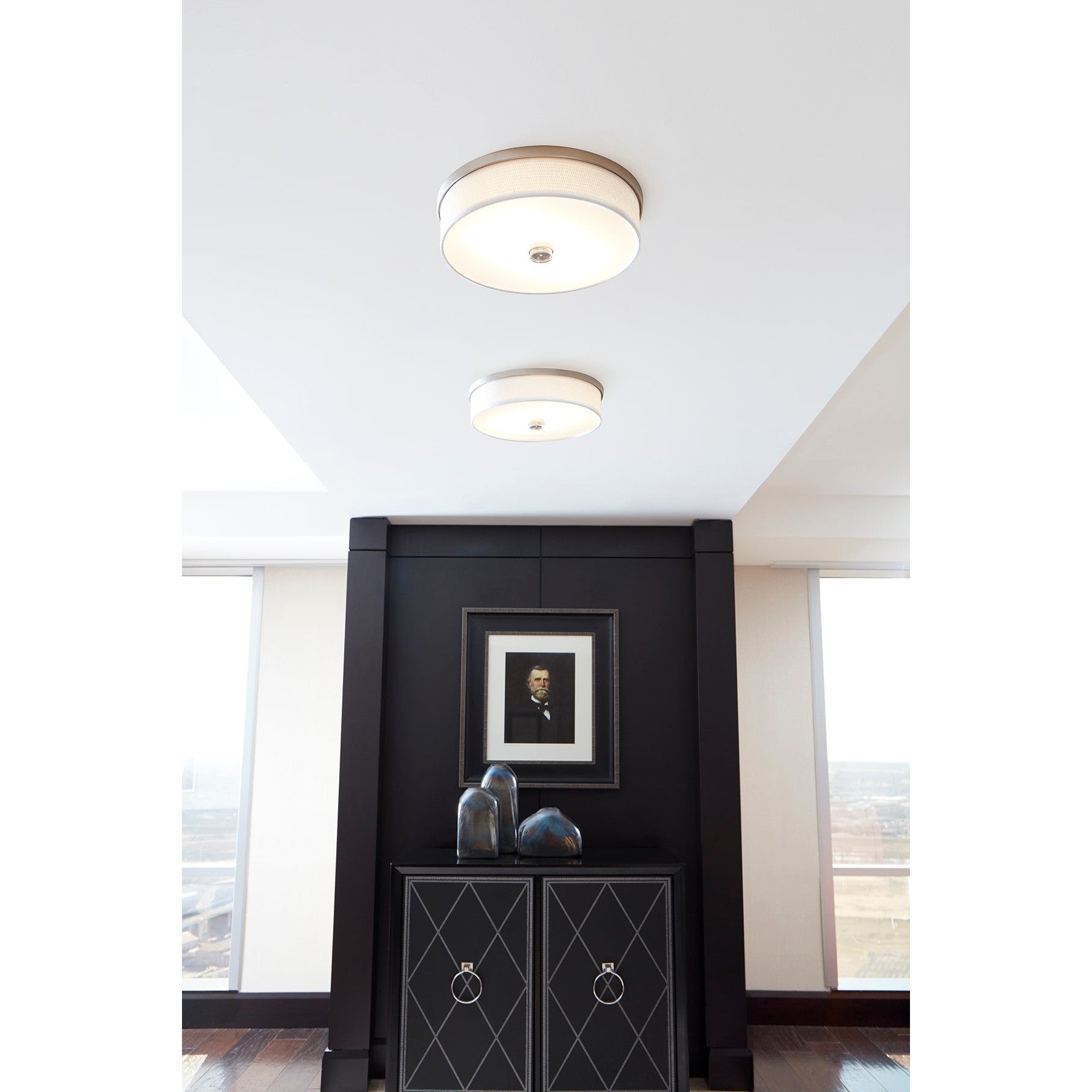 Oxygen Echo 3-694-24 Modern Ceiling Mount - Satin Nickel W/ White Grass