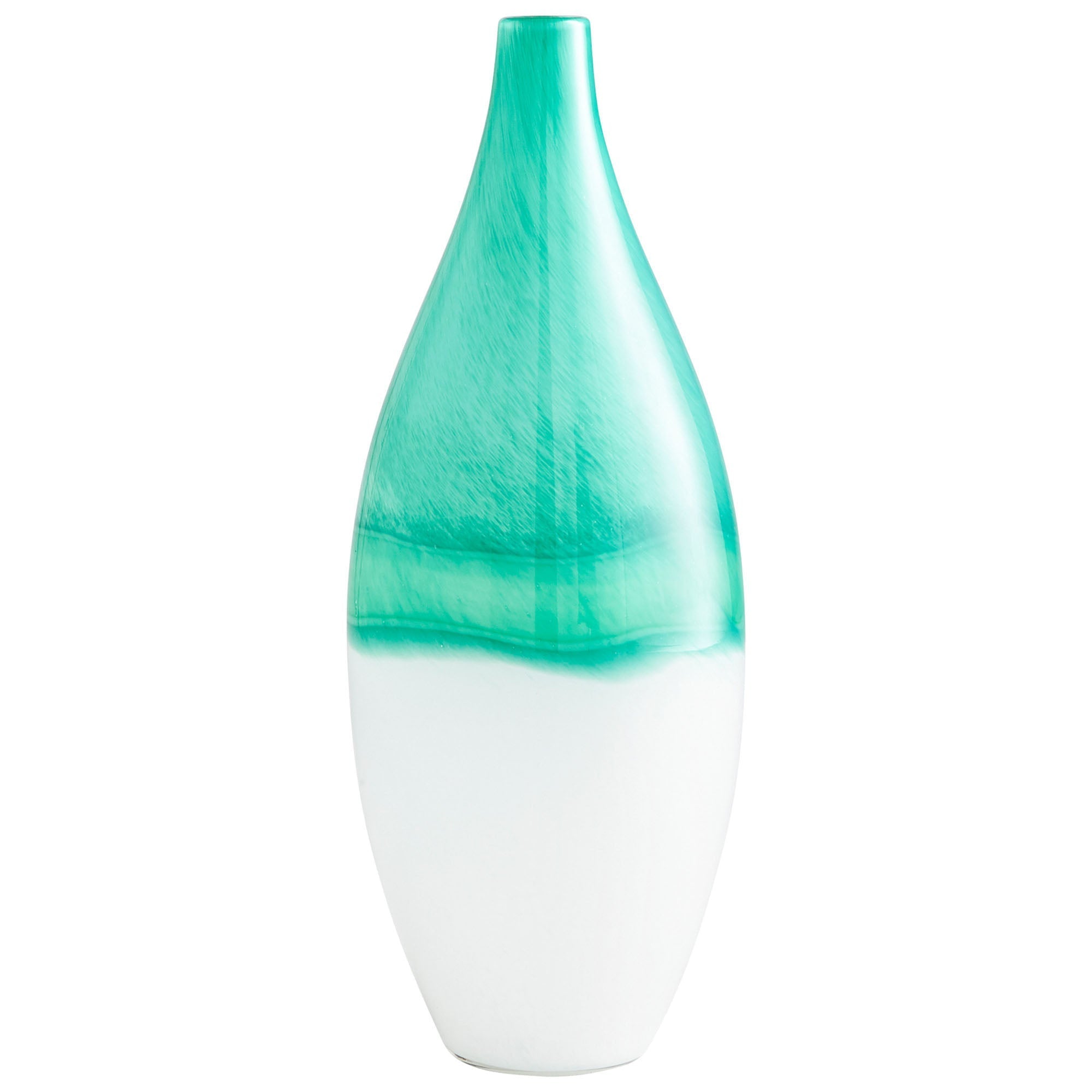 Cyan Design 09522 Iced Marble Vase - Turquoise & White - Extra Large