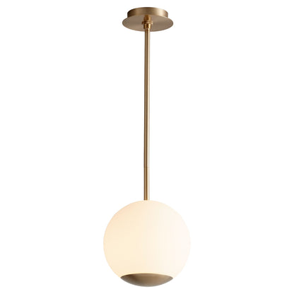 Oxygen Terra 3-690-40 Pendant Light 10 Inch - Aged Brass, White Opal Glass