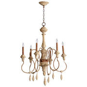 Cyan Design 05176 Alda Wrought Iron and Wood Candelabra Chandelier 6-Light - Sutherland Buff
