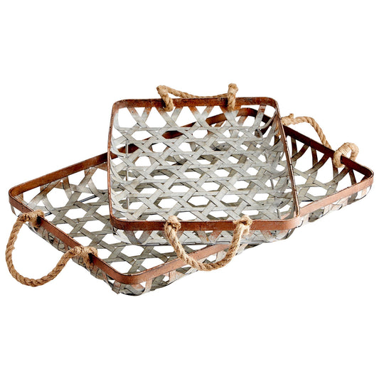 Cyan Design 09850 Prismo Trays - Galvanized And Jute - Small