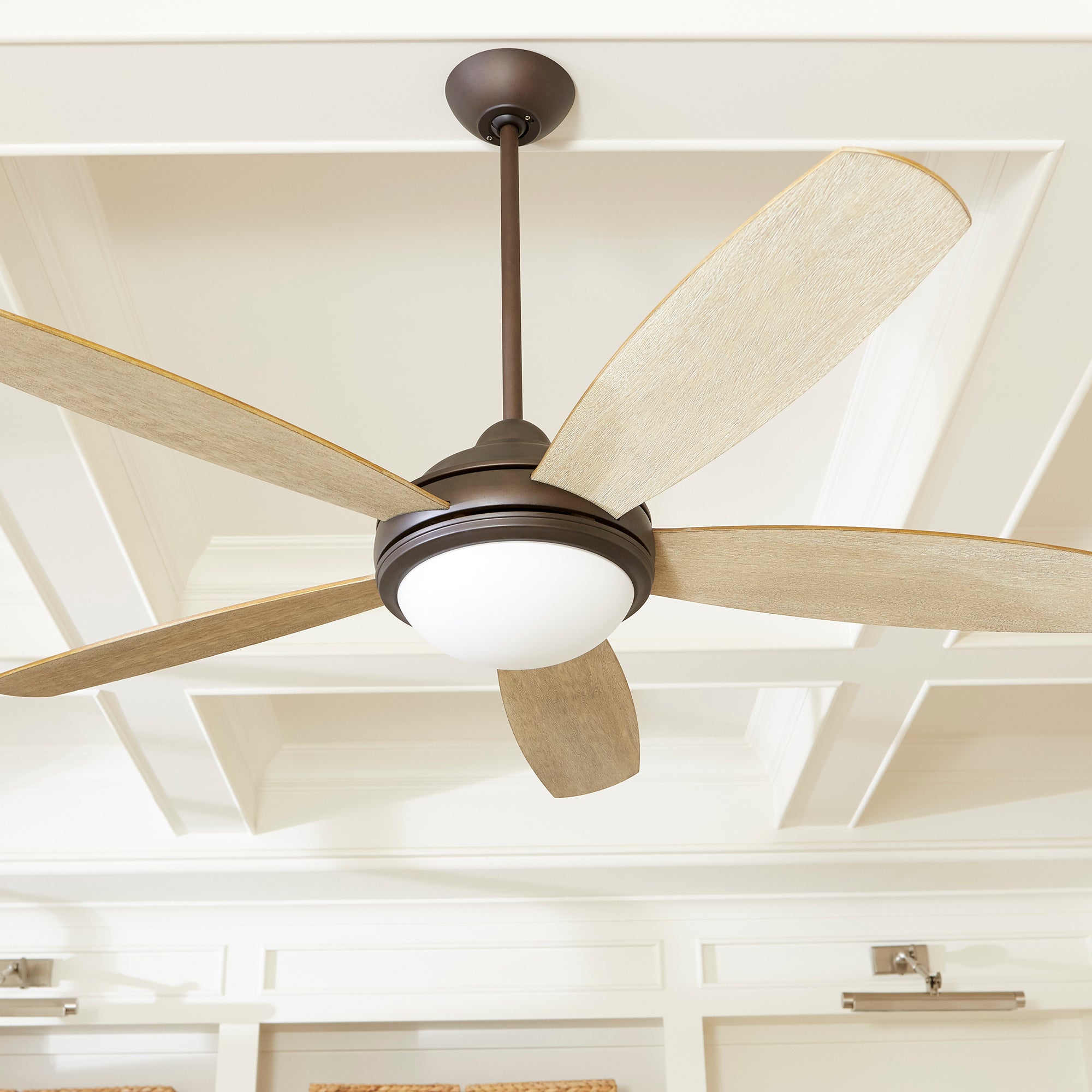 Quorum Colton 36525-9186 Ceiling Fan - Oiled Bronze W/ Satin Opal