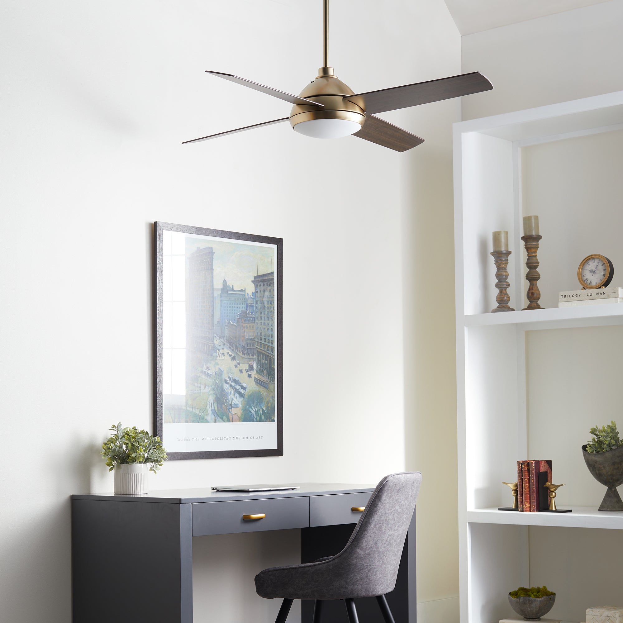 Quorum Quest 68524-80 Ceiling Fan - Aged Brass