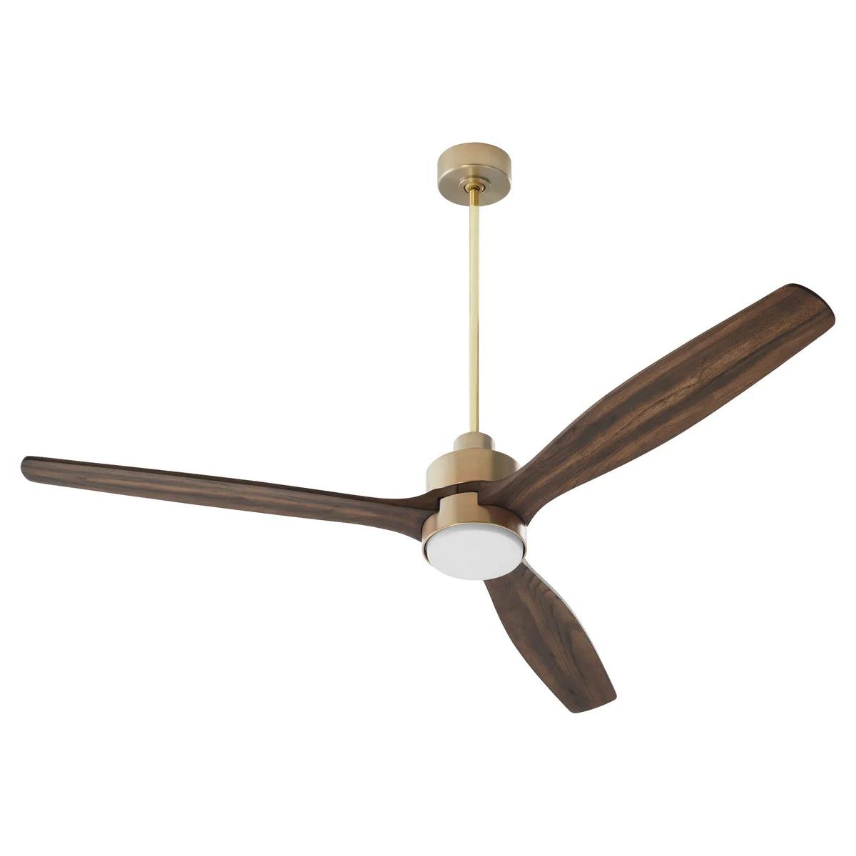 Quorum Reni 21653-80 Indoor Smart Ceiling Fan 65 Inch 3 Blade - Aged Brass, Walnut Wood Blades