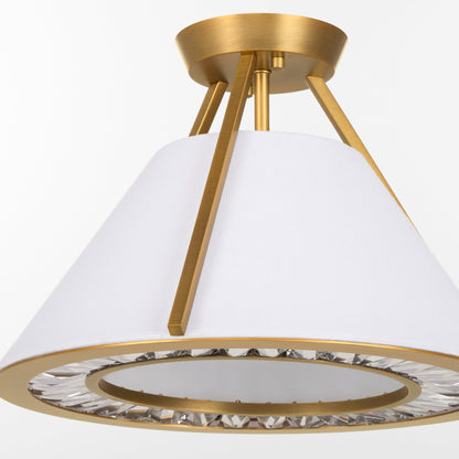 Quorum Gorham 2382-3-47 Ceiling Mount, UL Damp Rated, Brushed Brass