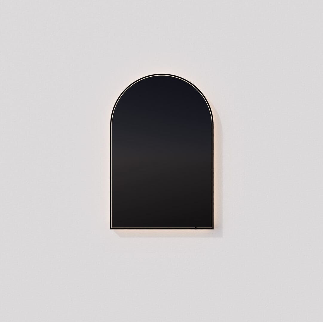Oxygen Lighting AVIOR 3-0105-15 Arched Lighted Mirror 24 Inch x 36 Inch  - Black Frame
